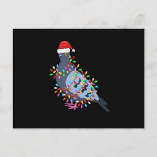 Cartes Pour Fêtes Annuelles Jolies lumières de Noël Pigeon portant un chapeau 