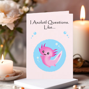 Cartes Pour Fêtes Annuelles Jolies Questions de l'Axolotl Rose Violet pour la 