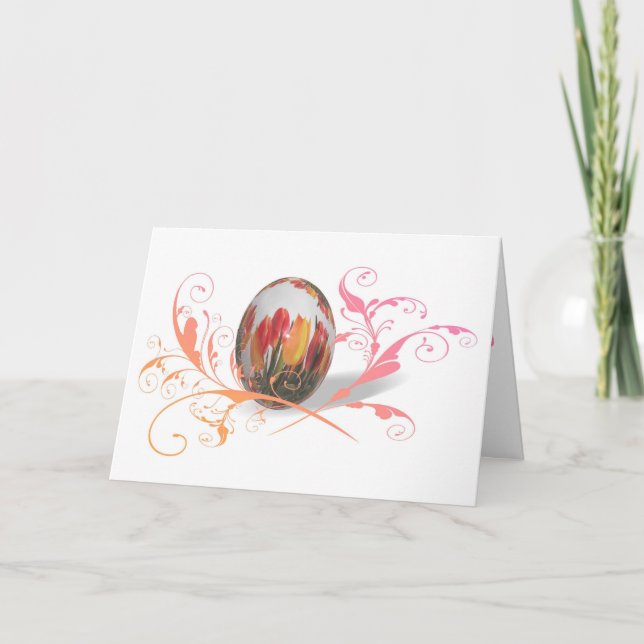 Cartes Pour Fêtes Annuelles Jolies Tulipes OEuf de Pâques (Devant)