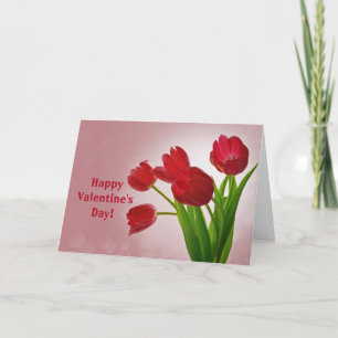 Cartes Pour Fêtes Annuelles Jolies tulipes rouges La Saint Valentin repliée