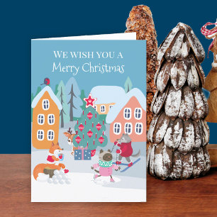 Cartes Pour Fêtes Annuelles Jolis Animaux de la Forêt dans la Neige Joyeux Noë