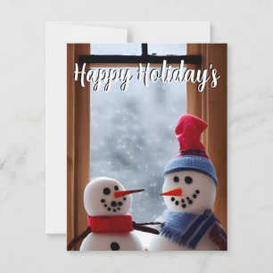 Cartes Pour Fêtes Annuelles Jolis bonhommes de neige Message de vacances joyeu