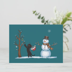 Cartes Pour Fêtes Annuelles Jolis chats de Noël bonhomme de neige Noël hiver