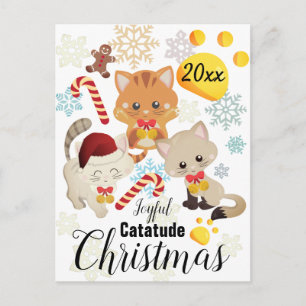 Cartes Pour Fêtes Annuelles Jolis chats de Noël et motif de flocons de neige p