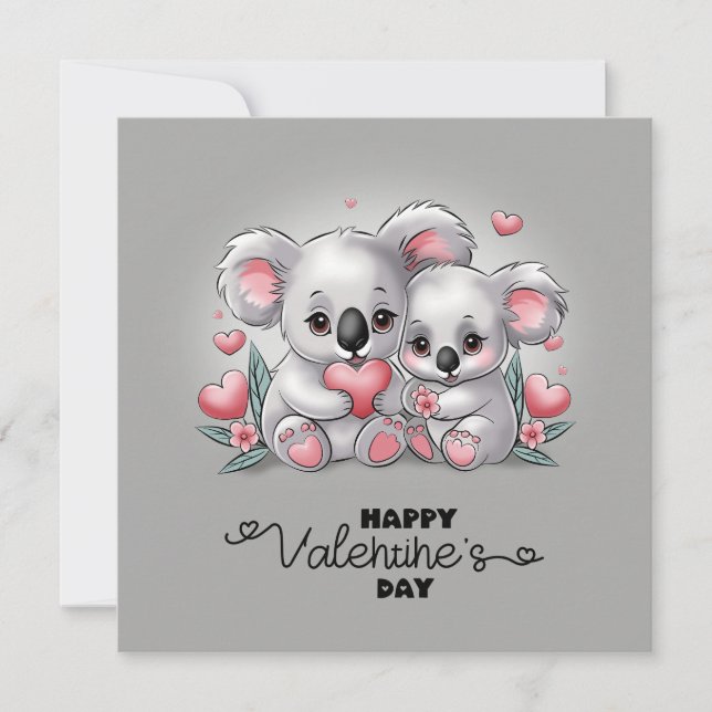 Cartes Pour Fêtes Annuelles Jolis dessins animés d'amoureux de koalas pour la  (Devant)