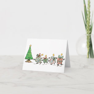 Cartes Pour Fêtes Annuelles Jolis dessins animés de cadeaux de Noël dansants e