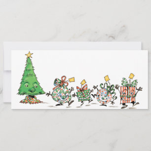 Cartes Pour Fêtes Annuelles Jolis dessins animés de cadeaux de Noël dansants e