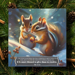 Cartes Pour Fêtes Annuelles Jolis écureuils de la forêt Verset de la Bible Noë