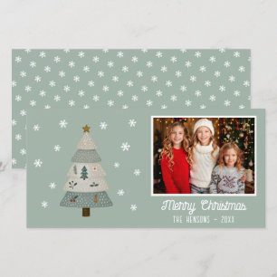 Cartes Pour Fêtes Annuelles Jolis Flocons de Neige sur l'Arbre de Noël Photo d