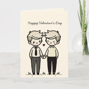 Cartes Pour Fêtes Annuelles Jolis Garçons Couple Bonne Saint-Valentin