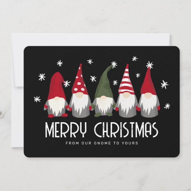 Cartes Pour Fêtes Annuelles Jolis gnomes Joyeux Noël Flocons de neige  (Devant)