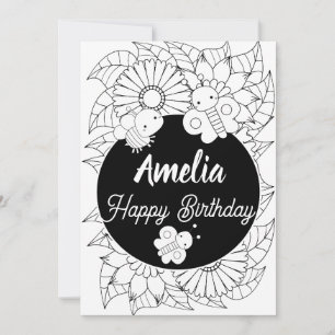 Cartes Pour Fêtes Annuelles Jolis insectes de fête d'anniversaire floral color
