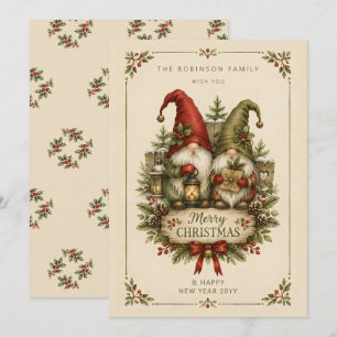 Cartes Pour Fêtes Annuelles Jolis nains de Noël rustiques vintage TMF26