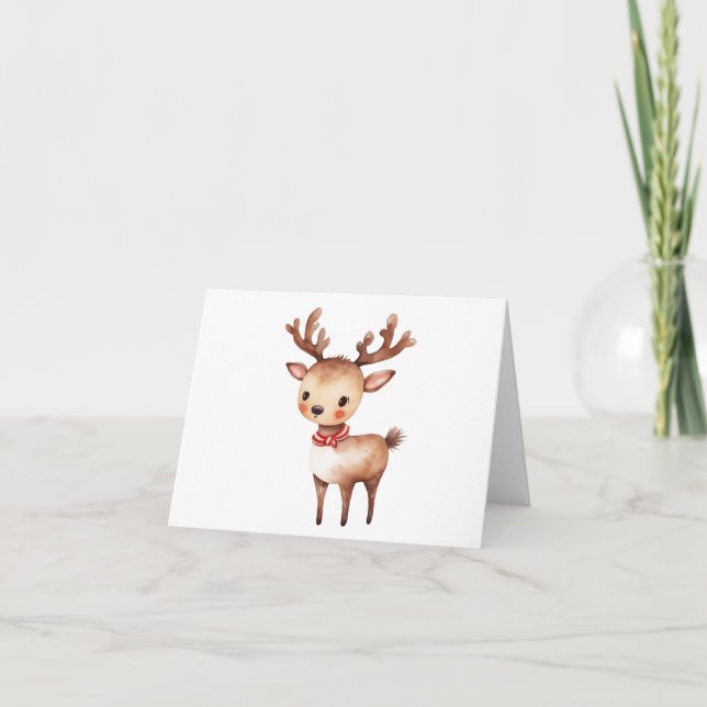 Cartes Pour Fêtes Annuelles Jolis Noël et renne de fêtes BLANK  (Devant)