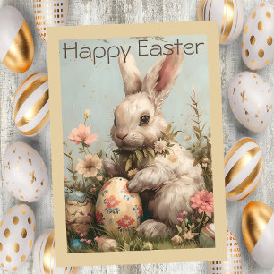 Cartes Pour Fêtes Annuelles Jolis œufs de lapin Fleurs Pâques 