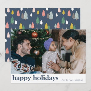 Cartes Pour Fêtes Annuelles Jolis sapins de Noël bleus marine modernes larges 