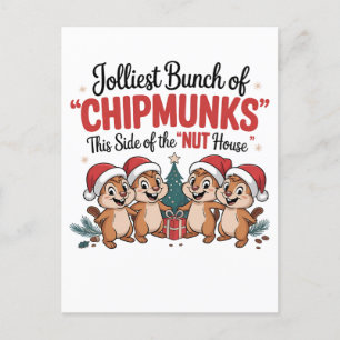 Cartes Pour Fêtes Annuelles Jolle Bunch de Chipmunks Funny Rodents Noël