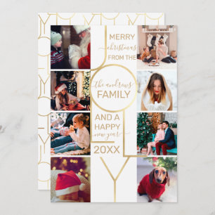 Cartes Pour Fêtes Annuelles Jolly Cote Gold White Typographie Photo Noël