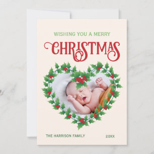 Cartes Pour Fêtes Annuelles Jolly Leaf Heart Christmas Frame Photo