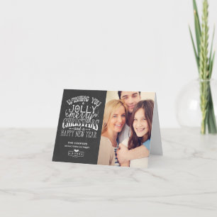 Cartes Pour Fêtes Annuelles Jolly Merry Christmas Chalkboard Family Photo