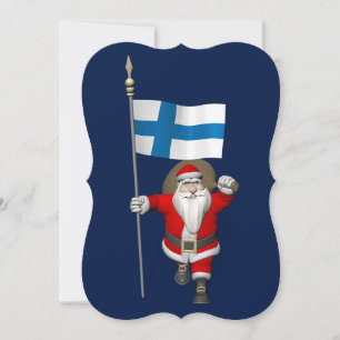 Cartes Pour Fêtes Annuelles Jolly Santa Claus Avec Drapeau De Finlande