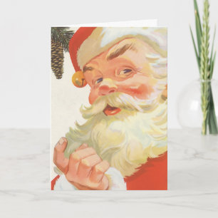 Cartes Pour Fêtes Annuelles Jolly Santa Claus avec secret, Noël Vintage
