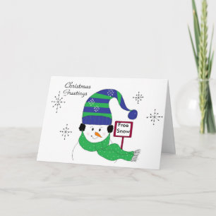 Cartes Pour Fêtes Annuelles Jolly Snowman avec Casquette rayé