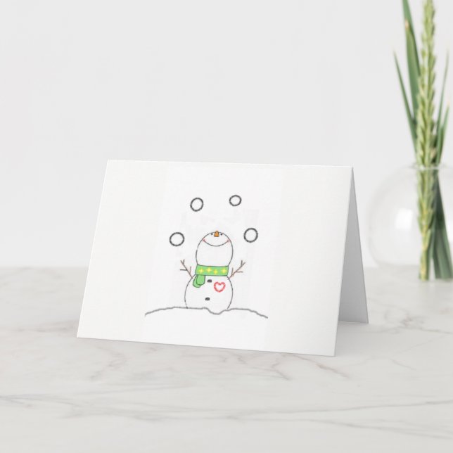 Cartes Pour Fêtes Annuelles Jongler Snowman (Devant)