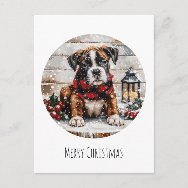 Cartes Pour Fêtes Annuelles Jory Christmas Boxer Puppy (Devant)