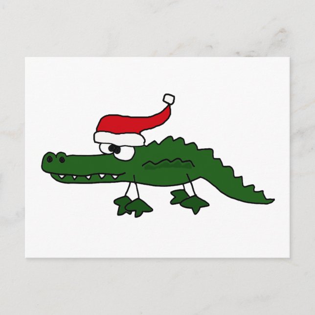 Cartes Pour Fêtes Annuelles Jote Alligator portant le Casquette de Noël (Devant)