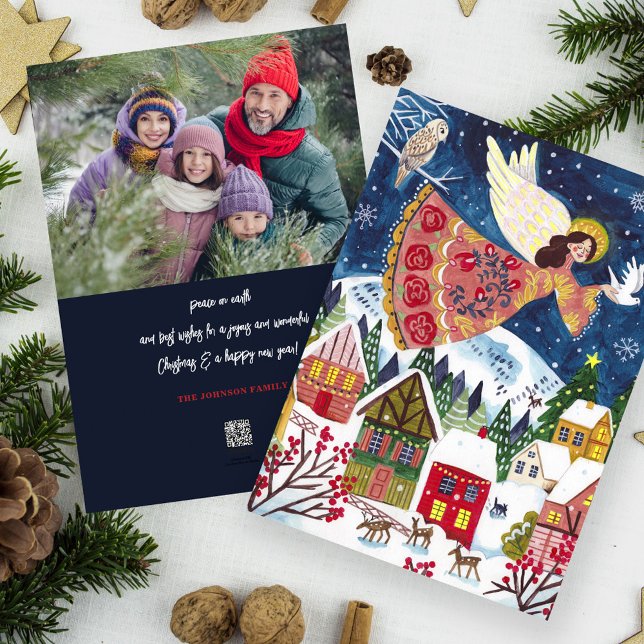 Cartes Pour Fêtes Annuelles Jote Angel Paix sur Terre Photo Noël (Christmas angel peace on earth Photo Christmas Holiday Card)