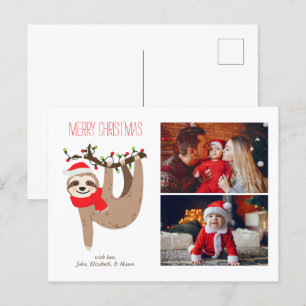 Cartes Pour Fêtes Annuelles Jote Christmas Sloth 2 Photo Collage