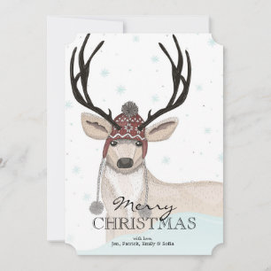 Cartes Pour Fêtes Annuelles Jote Deer avec Casquette Arrière - plan d'hiver