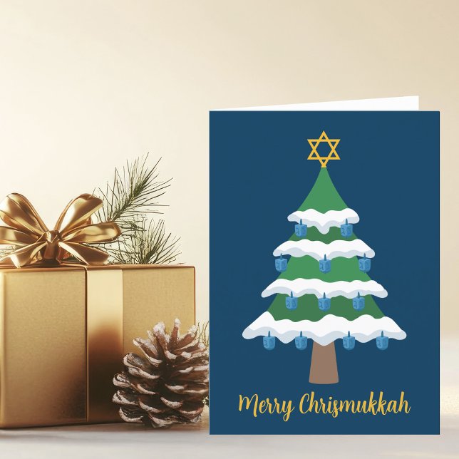 Cartes Pour Fêtes Annuelles Jote Hanoukka Christmas Tree Joyeux Chrismukkah (Créateur téléchargé)