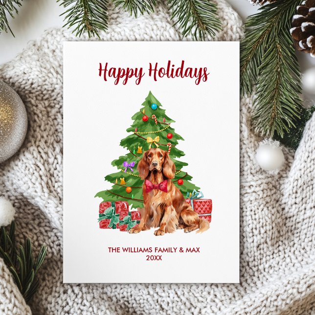 Cartes Pour Fêtes Annuelles Jote Irish Setter Chien Famille Noël (Créateur téléchargé)