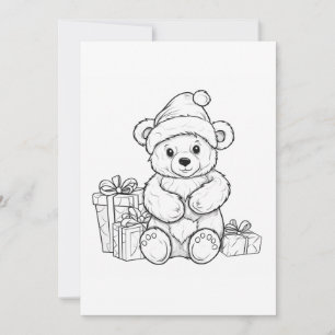 Cartes Pour Fêtes Annuelles Jote Ours Teddy Père Noël Enfants Coloration Noël