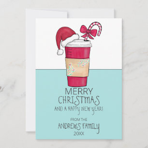 Cartes Pour Fêtes Annuelles Jote Red Santa Hat Café Sucre de canne Noël