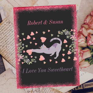 Cartes Pour Fêtes Annuelles Jote Typographie de chat Rose Rouge Coeur Valentin