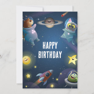 Cartes Pour Fêtes Annuelles Jouer astronaute de l'espace de dessin animé Joyeu