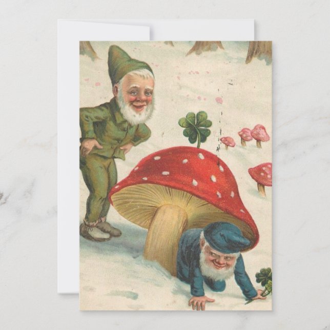 Cartes Pour Fêtes Annuelles Jouer Caché n'Seek Gnomes de Noël (Devant)