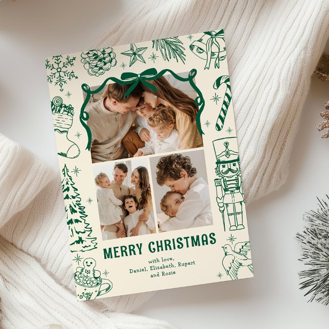 Cartes Pour Fêtes Annuelles Jouer Doodle 3 Photo Noël (Créateur téléchargé)