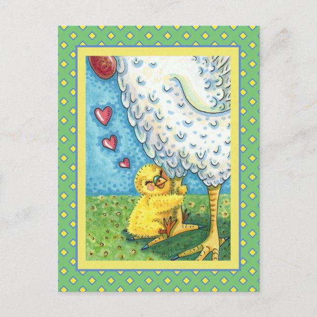 CARTES POUR FÊTES ANNUELLES JOUER VOTRE MOMME, CUTE BÉBÉ POULET AIME MÈRE ALOR (Devant)