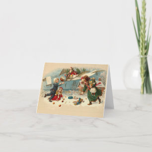 Cartes Pour Fêtes Annuelles Jouets d'avion de père Noël de Noël vintage