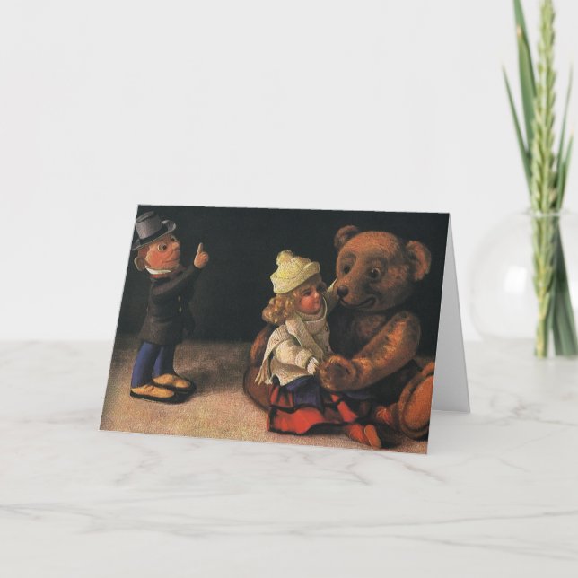Cartes Pour Fêtes Annuelles Jouets de Noël, poupée et ours en peluche (Devant)