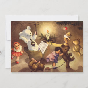 Cartes Pour Fêtes Annuelles Jouets de Noël vintage, poupées dansantes, ours en