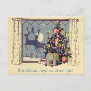 Cartes Pour Fêtes Annuelles Jouets de rennes pour sapin de Noël pleine lune
