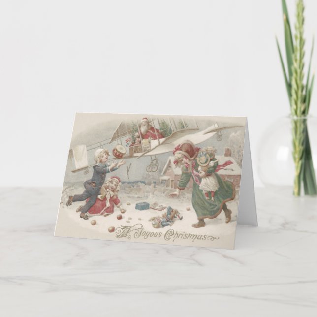 Cartes Pour Fêtes Annuelles Jouets volants du Père Noël Arbre de Noël Enfants (Devant)