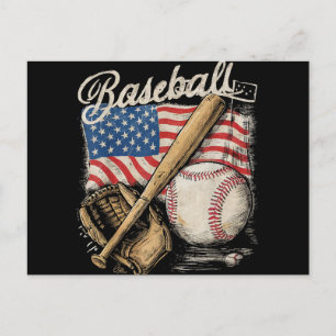 Cartes Pour Fêtes Annuelles Joueur de baseball américain Drapeau Bat Fan Catch