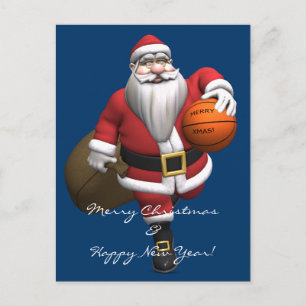 Cartes Pour Fêtes Annuelles Joueur de basketball du Père Noël