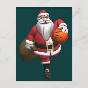 Cartes Pour Fêtes Annuelles Joueur de basketball du Père Noël